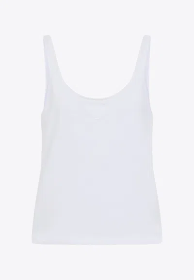 Prada Tonal Triangle Logo Tank Top In White