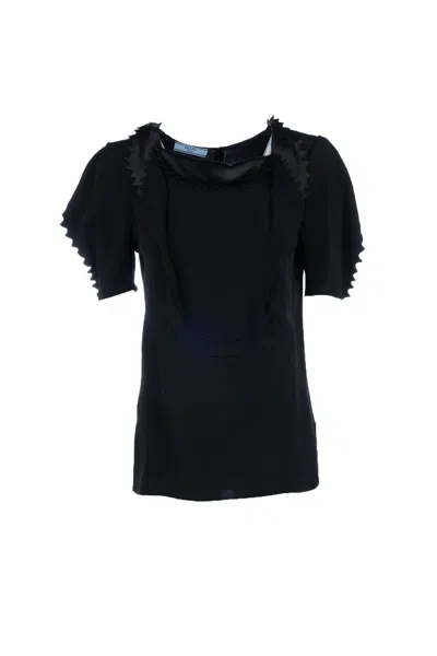 Prada Puffy-sleeve Cady Crepe Top In Black