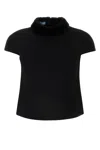 Prada Shearling-trimmed Wool Top