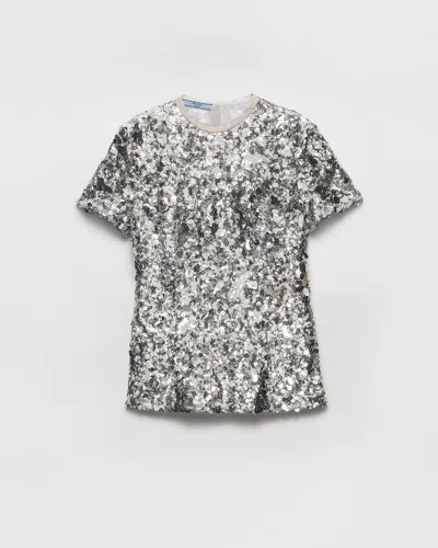 PRADA EMBROIDERED SEQUIN TOP