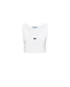 Prada Jersey Cropped Tank Top In White