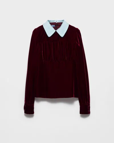 Prada Top Aus Samt In Burgundy
