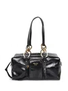 Prada Leather Handbag With Double Handles And Front Pocket In Black