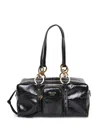 Prada Leather Handbag With Double Handles And Front Pocket In Black