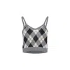Prada Sleeveless Cropped Knit Argyle Tank Top In Gray