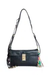 Prada Soft Sound Large Leather Shoulder Bag With Charms In Black