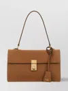 Prada Top Handle Shoulder Bag With Gold-tone Hardware In Brown
