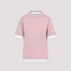 Prada Cotton Polo Collar Top In Pink