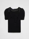 Prada Puffy-sleeve Cady Crepe Top In Black
