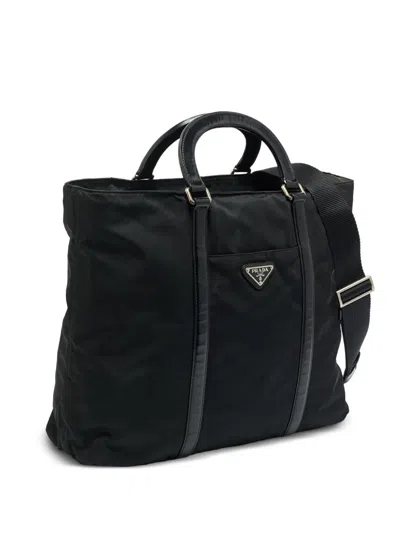 Pre-owned Prada Top-handles Logo-detail Tote Bag In Black