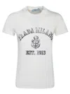 Prada Stamped Logo Crew Neck T-shirt In White