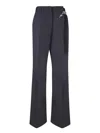 Prada Embellished Wool Gabardine Wide-leg Pants In Blue