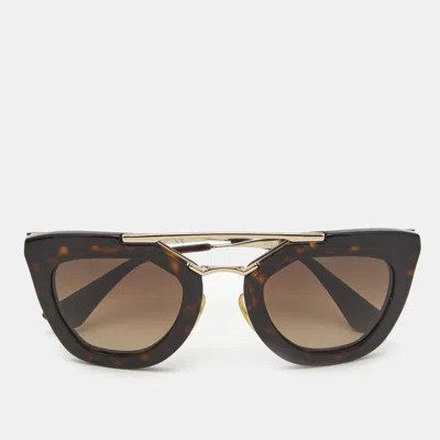 Pre-owned Prada Tortoise Brown Gradient Spr 09q Cat Eye Sunglasses
