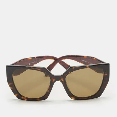 Pre-owned Prada Tortoise Brown Polarized Spr 15w Square Sunglasses