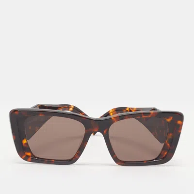 Pre-owned Prada Tortoise Brown Spr 08y Symbole Cat Eye Sunglasses