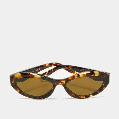 Pre-owned Prada Tortoise Brown Spr 26z Frame Oval Sunglasses