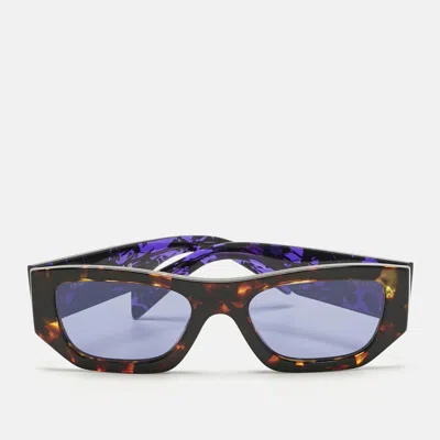 Pre-owned Prada Tortoise Brown/purple Spr A01 Rectangle Sunglasses
