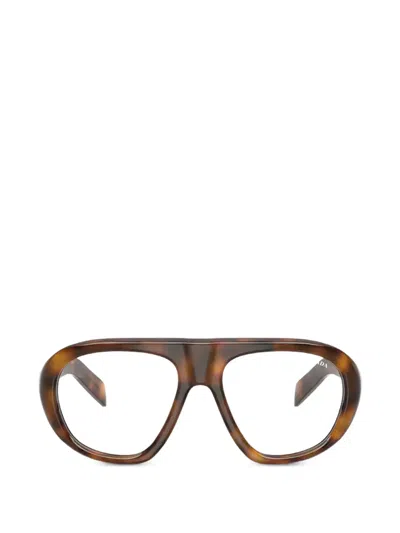 Prada Tortoise Geometric Frame Sunglasses In Brown