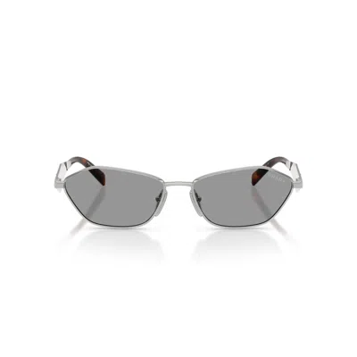 Prada Tortoiseshell Angular Metal Frame Detail Sunglasses In Gray