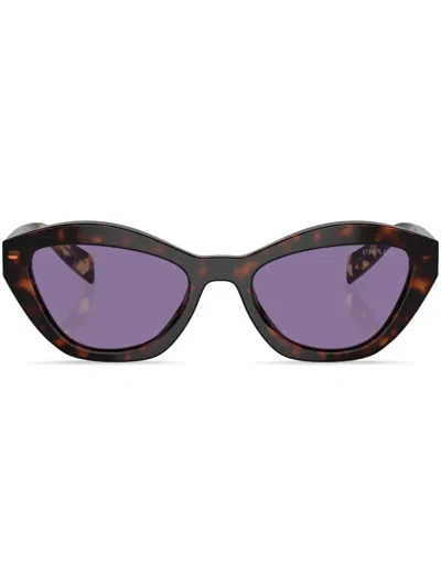 Prada Womens Brown Pr A02s Butterfly-frame Acetate Sunglasses In Black