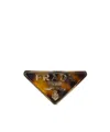 Prada Womens Neutral Triangular Brand-motif Metal Hairclip In Honey/hawksbill Color