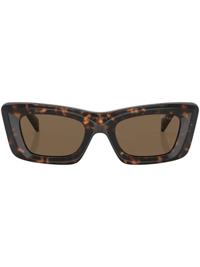 Prada Tortoiseshell-effect Logo Sunglasses In Braun