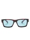 Prada Tortoiseshell-effect Rectangle-frame Sunglasses In Rot