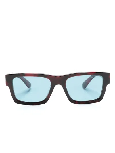 Prada Tortoiseshell-effect Rectangle-frame Sunglasses In Rot