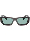Prada Tortoiseshell-effect Rectangle Sunglasses In Braun