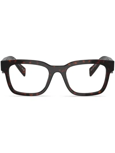 Prada Eckige Brille In Schildpattoptik In Red