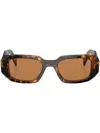 Prada Womens Yellow Pr 17ws Rectangle-frame Acetate Sunglasses In Brown