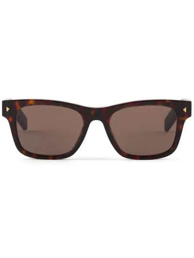 Prada Tortoiseshell-effect Square-frame Sunglasses In Brown