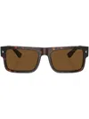 Prada Tortoiseshell Acetate Rectangular Sunglasses In Braun