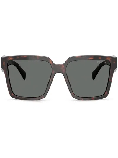 Prada Tortoiseshell-effect Square Sunglasses In Marrone/grigio
