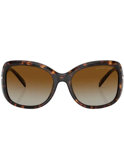 Prada Tortoiseshell-frame Logo Sunglasses In Brown