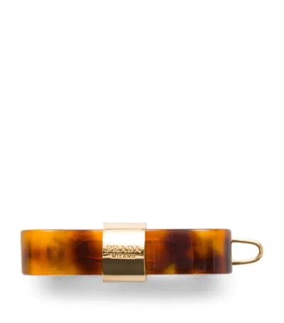 Prada Plex And Metal Hair Clip In Honey/tortoiseshell