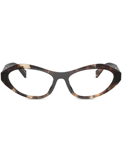 Prada Tortoiseshell Oval-frame Sunglasses In Brown