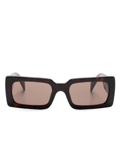 Prada Tortoiseshell Rectangle-frame Sunglasses In 褐色