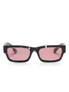 Prada Tortoiseshell Rectangle-frame Sunglasses In 黑色