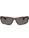 Prada Tortoiseshell Rectangle-frame Sunglasses In Brown