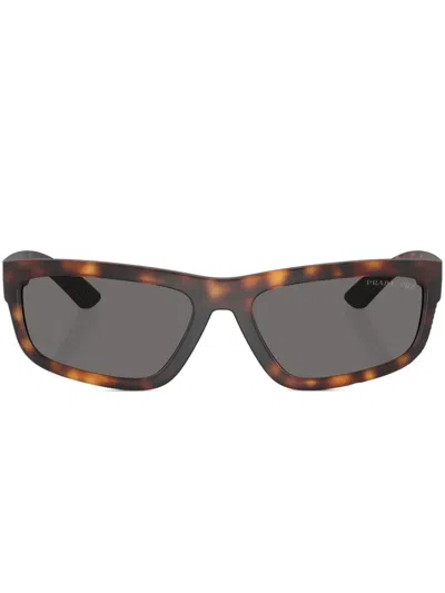 Prada Tortoiseshell Rectangle-frame Sunglasses In Brown
