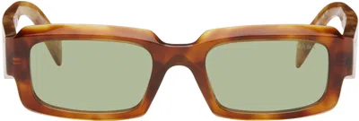 Prada Tortoiseshell Rectangular Sunglasses In Brown