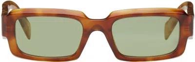 Prada Tortoiseshell Rectangular Sunglasses In 11p60c