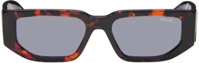 Prada Tortoiseshell Triangle Logo Sunglasses In 06v40e