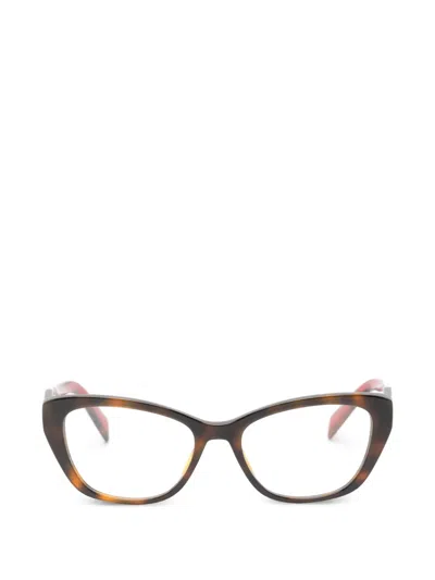 Prada Tortoiseshell-effect Cat-eye Glasses In Brown