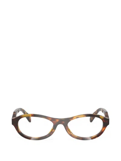 Prada Tortoiseshell-effect Oval-frame Glasses In Brown