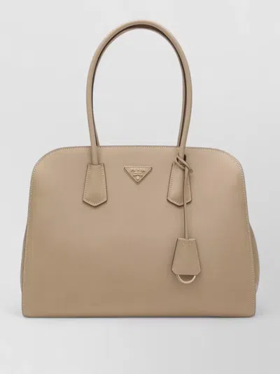 Prada Tote Bag Structured Shape Top Handles Keychain