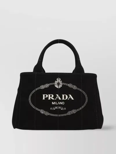 Prada Tote Bag Structured Top Handles In Black