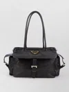 Prada Tote Bag Top Handle Side Pockets In Black