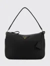 Prada Black Leather Medium Shoulder Bag In Black